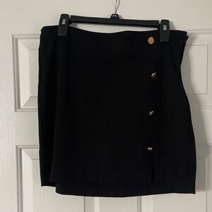 MICHAEL Michael Kors Black Mini Skirt with Gold Buttons